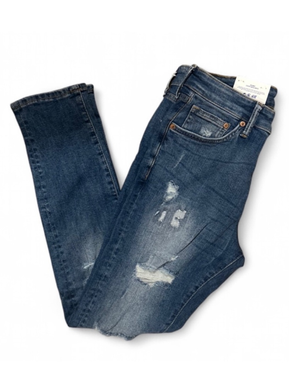 H&M Athletic Skinny Fit Distressed Denim Size W33 x L30 (NWT)